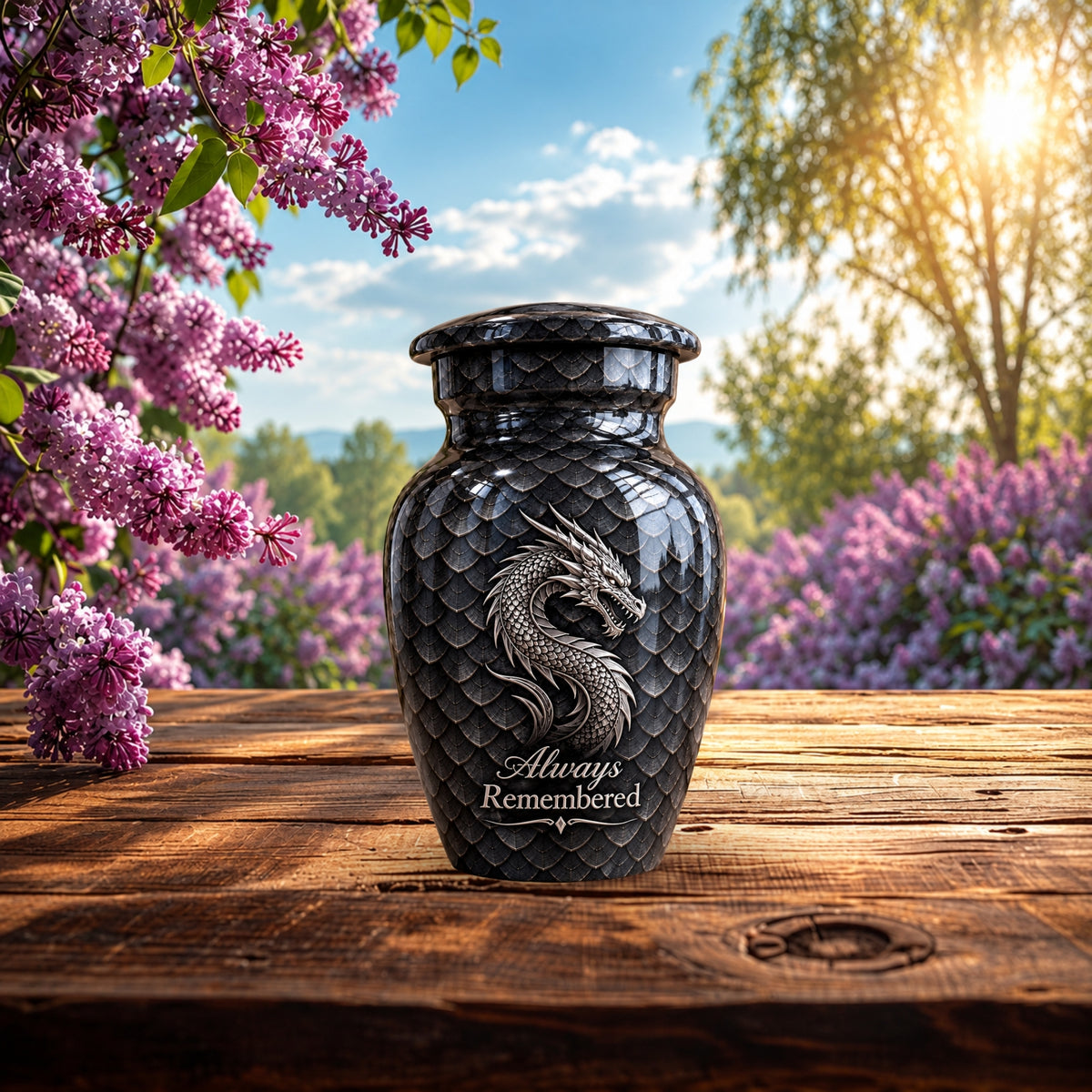 dragon memorial urn for ashes, handmade aluminum urn – photo 9