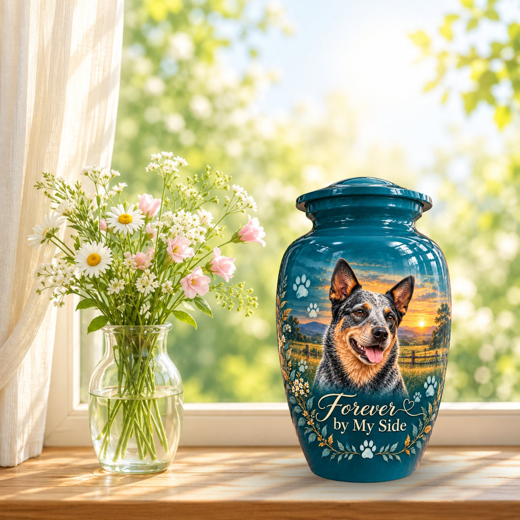 custom pet photo cremation urn for pet ashes, handmade aluminum pet memorial urn with photo – picture 9