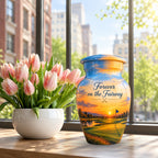 Golf Course Sunset Cremation Urn for Human Ashes – Personalized Handmade Aluminum Urn
