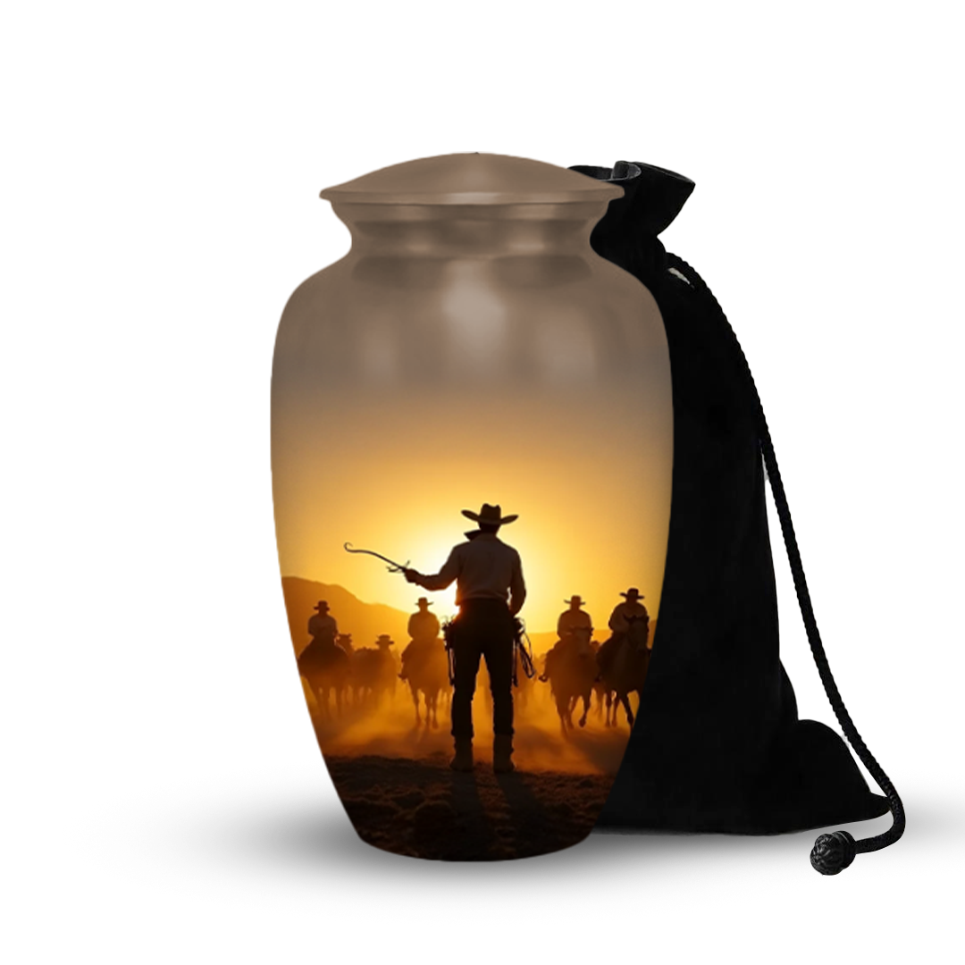 cow boy cremation urns