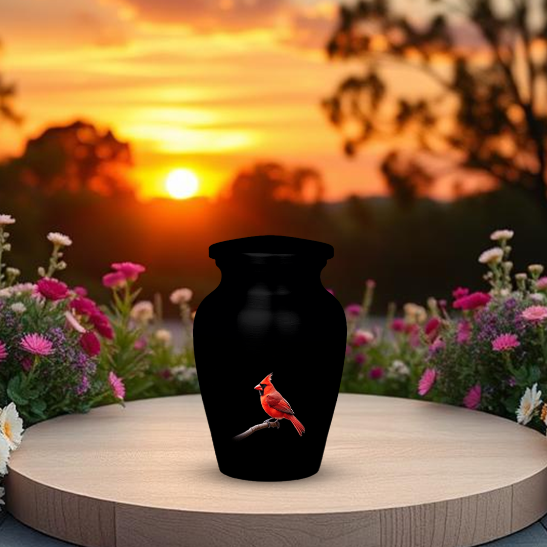 Red Cardinal Cremation Urn for Human Ashes – Memorial Bird Urns for Women, Mom, or Nature Lovers