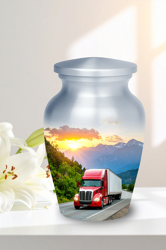 Decorative truck cremation urn for human ashes — premium quality