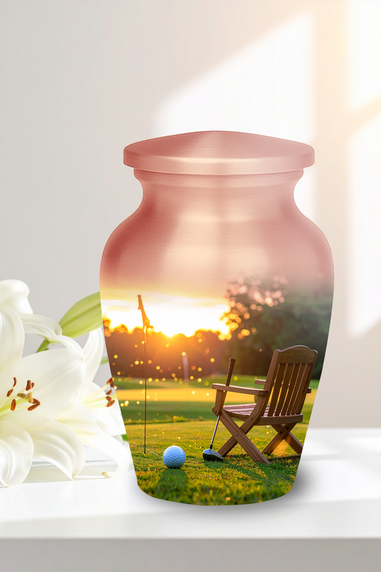 Golf Course Sunset Cremation Urn for Human Ashes - Adult & Keepsake Memorial Urns