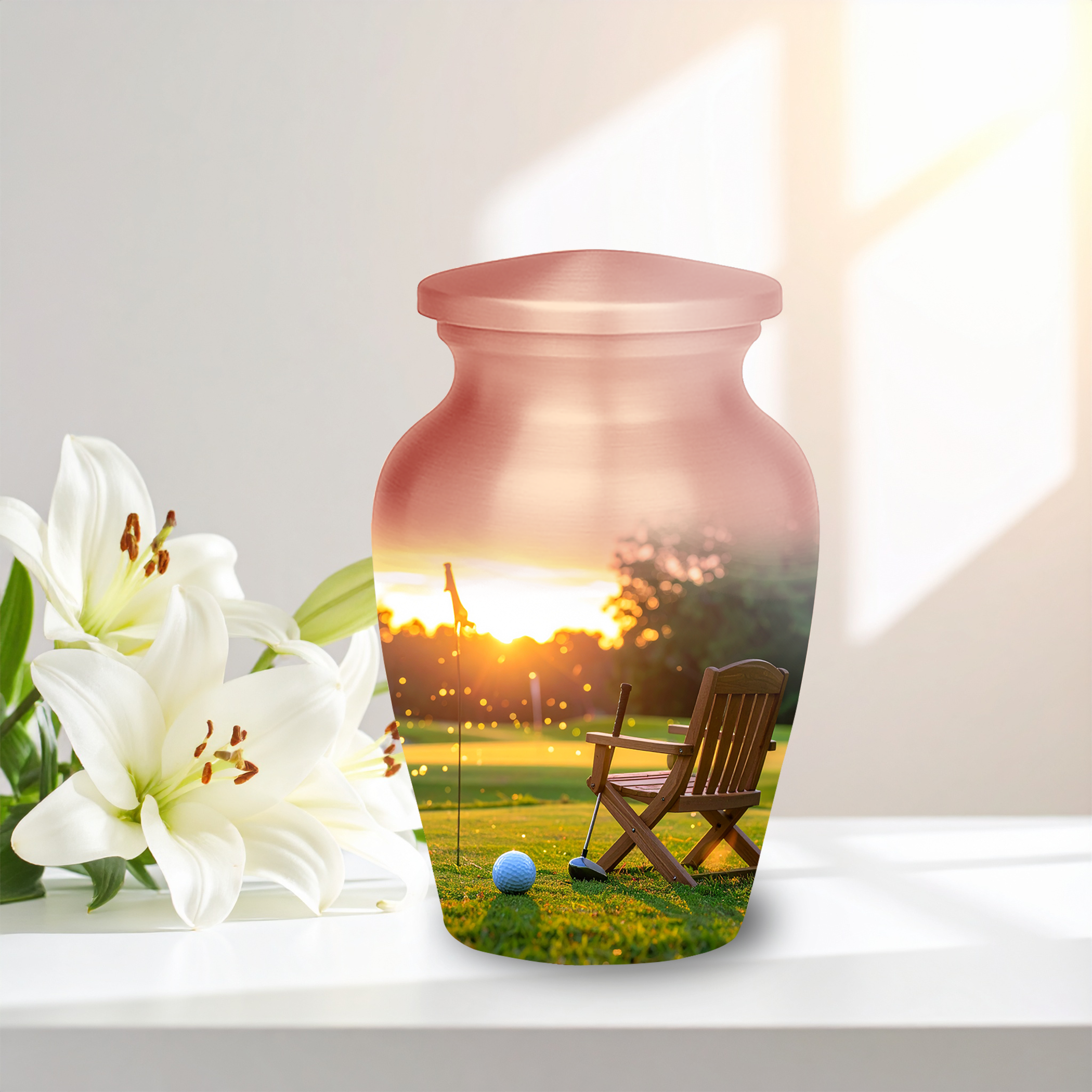 Golf Course Sunset Cremation Urn for Human Ashes - Adult & Keepsake Memorial Urns