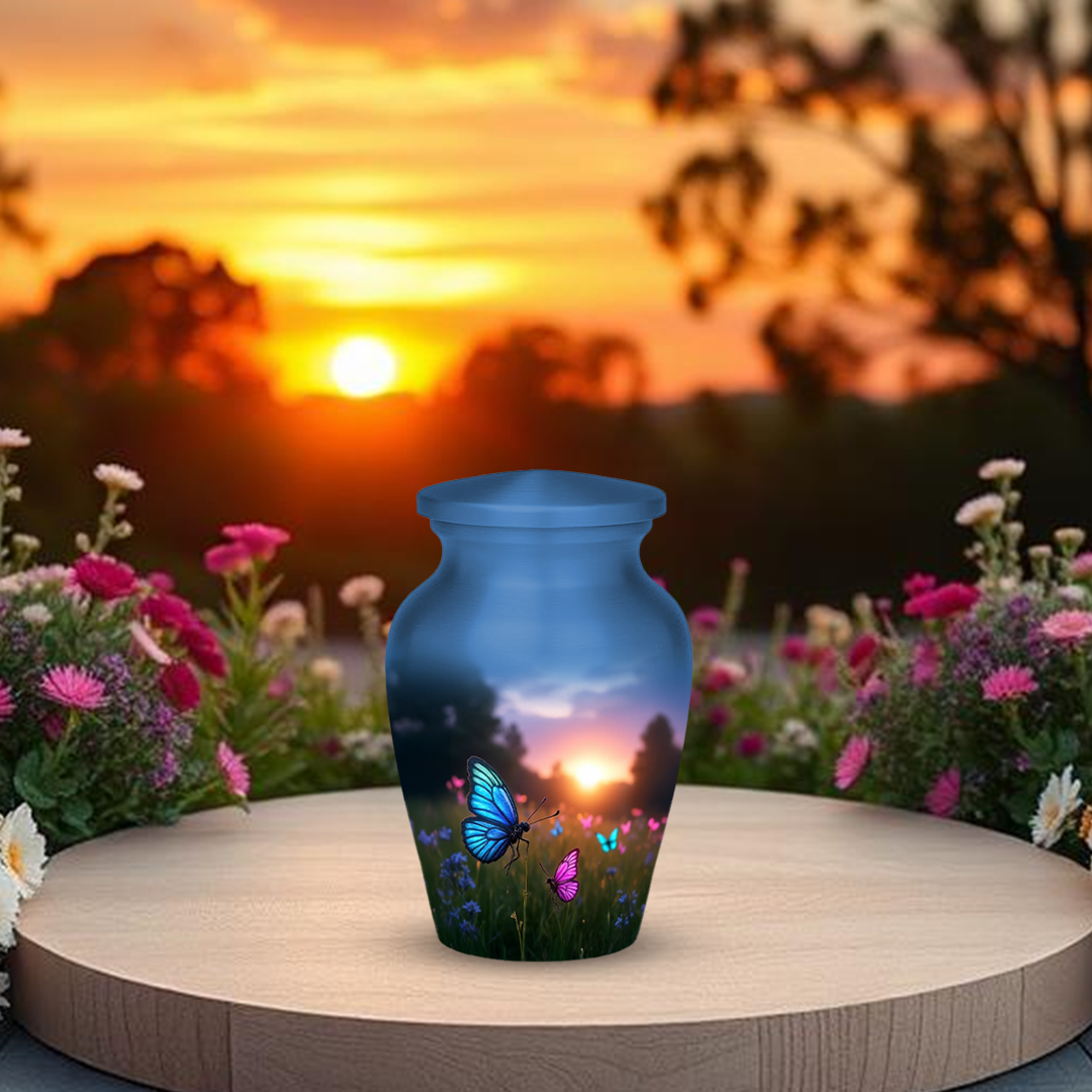 Blue Butterfly Cremation Urn for Human Ashes – Memorial Urns for Women, Mom,