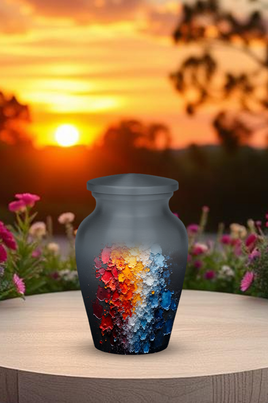 Abstract Design Cremation Urn for Human Ashes – Modern Memorial Urn with Velvet Bag