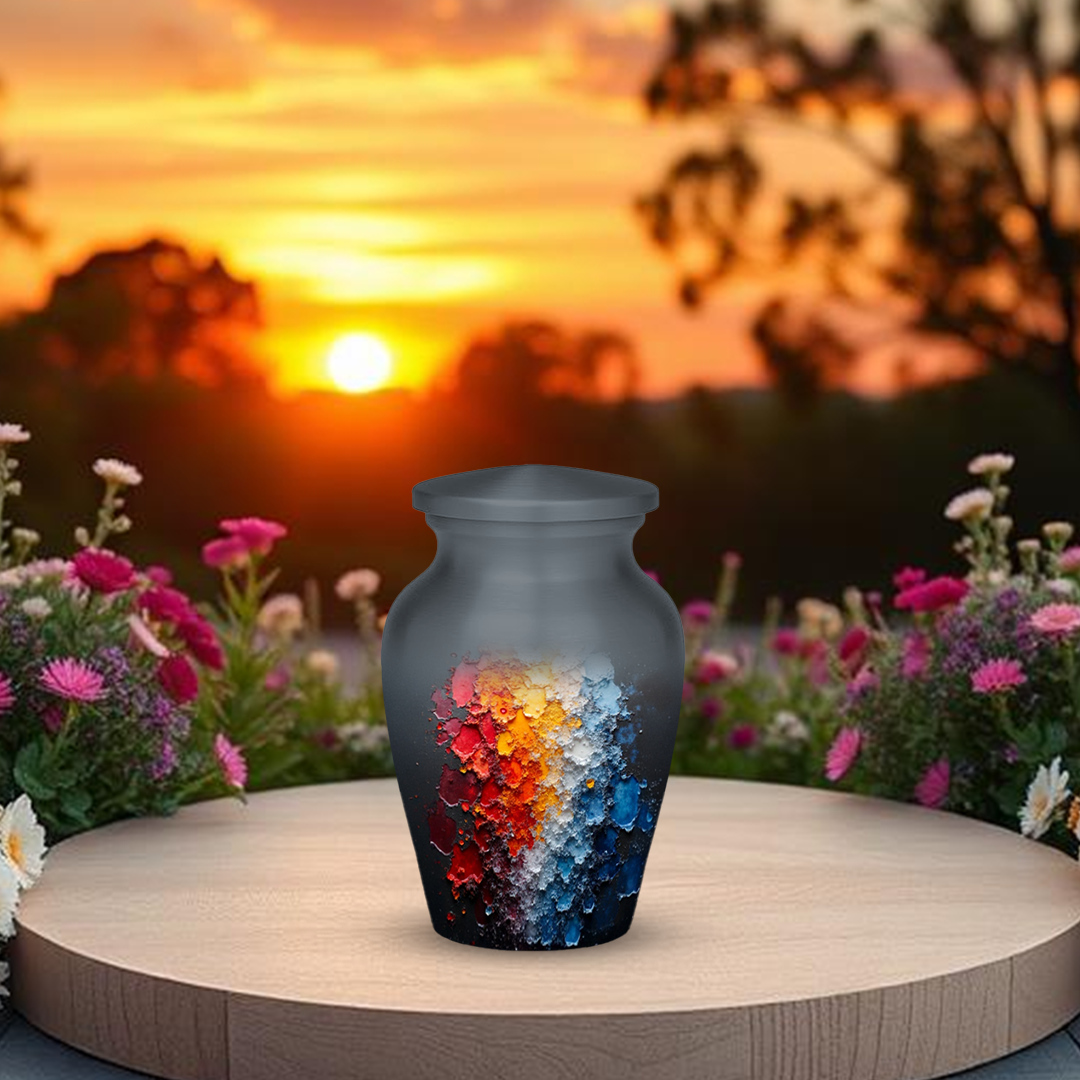 Abstract Design Cremation Urn for Human Ashes – Modern Memorial Urn with Velvet Bag
