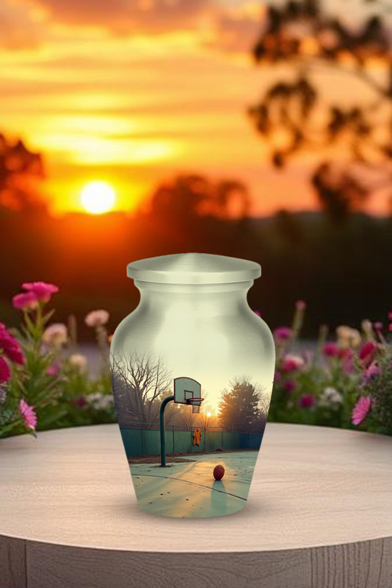 Basketball Cremation Urn for Human Ashes – Sports Memorial Urn with Velvet Bag