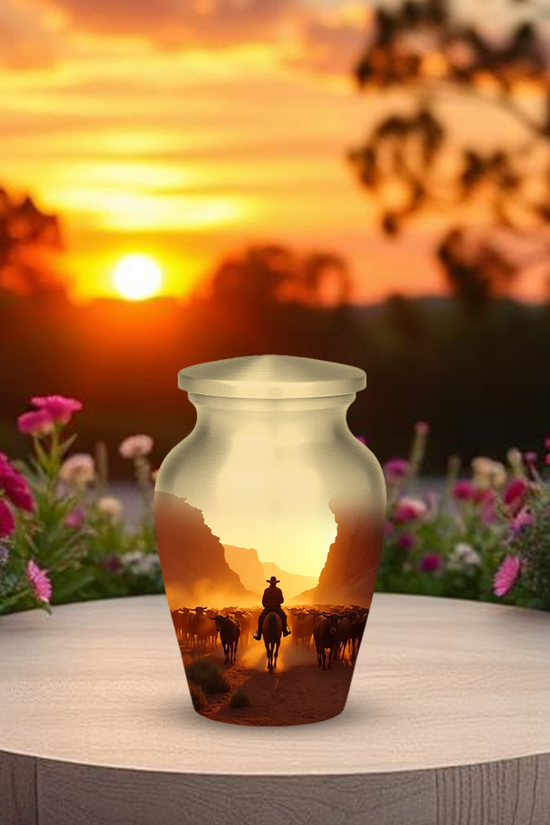 Cowboy Cremation Urn for Human Ashes – Western Memorial Urns for Men, Dad, or Loved Ones