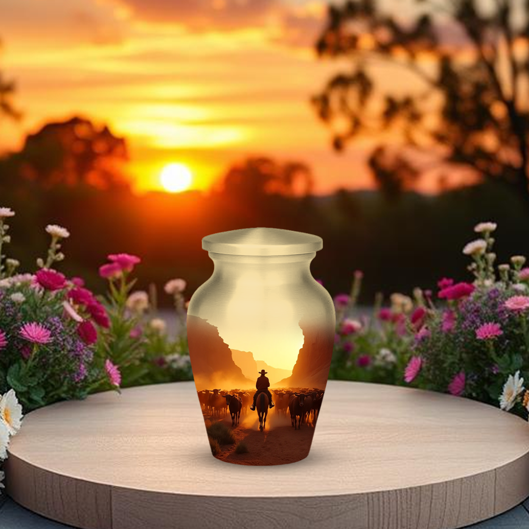 Cowboy Cremation Urn for Human Ashes – Western Memorial Urns for Men, Dad, or Loved Ones