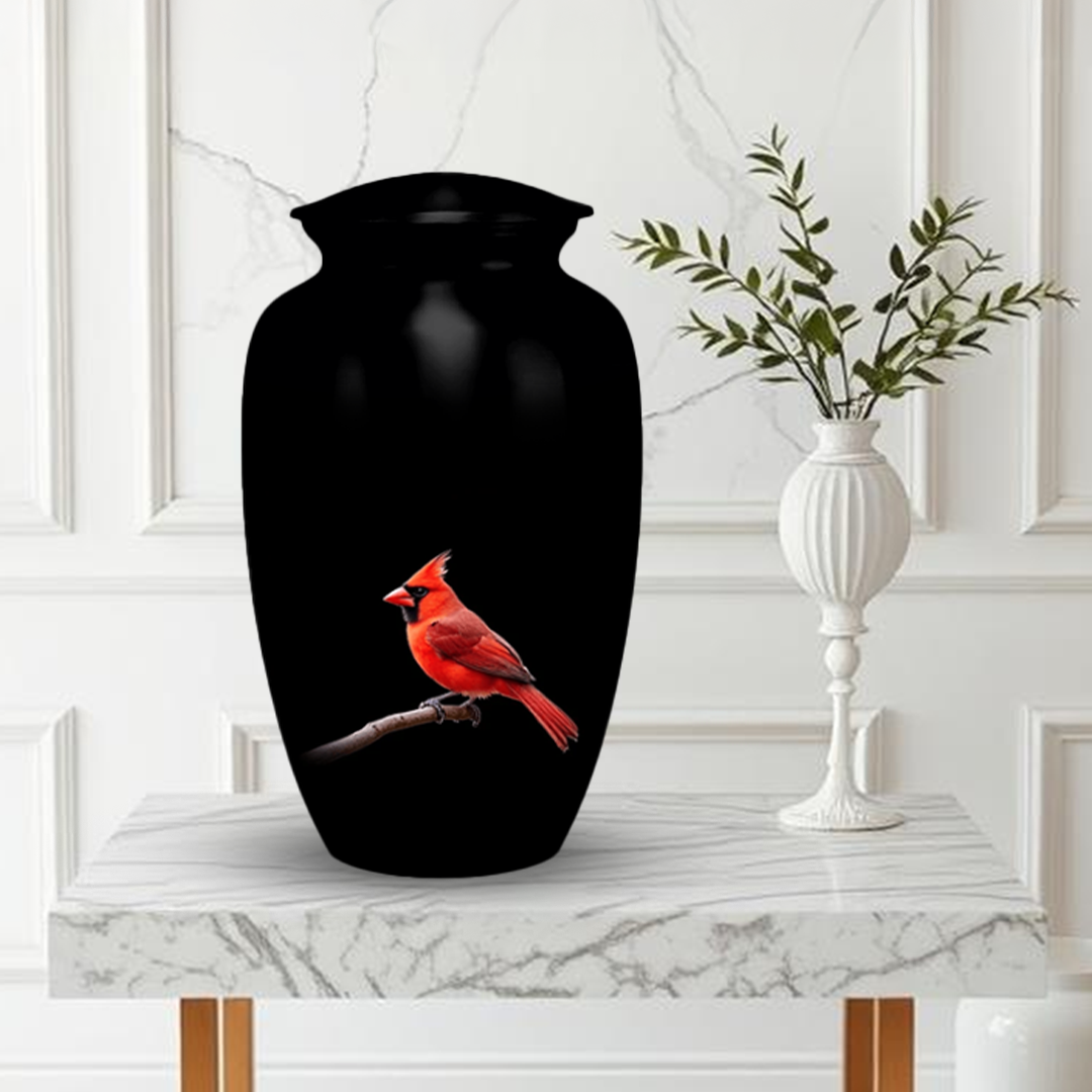 Red Cardinal Cremation Urn for Human Ashes – Memorial Bird Urns for Women, Mom, or Nature Lovers
