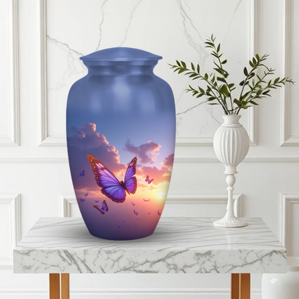 Sunset Butterfly Cremation Urn for Human Ashes – Memorial Urns for Women, Mom, or Loved Ones