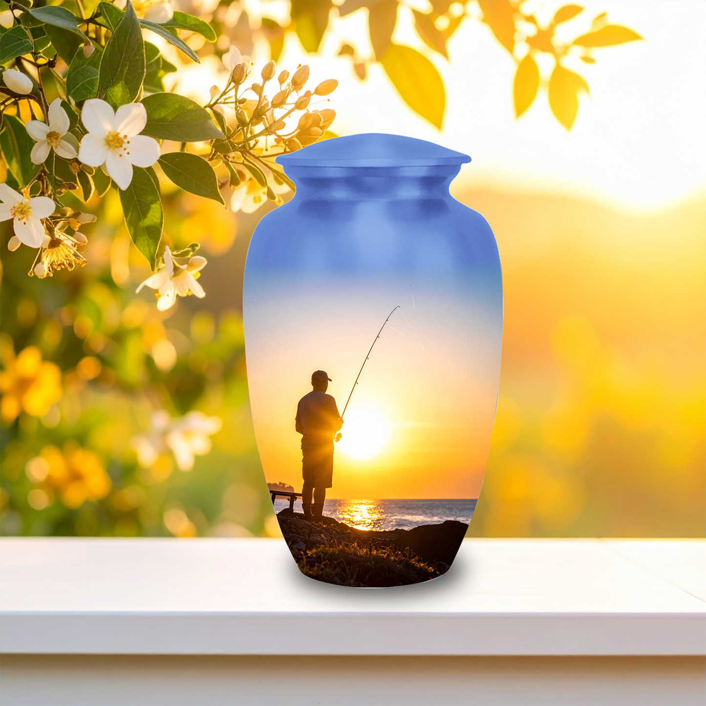 Fishing Urns for Ashes Fisherman Cremation Urns for Memorial Ashes Large Urn