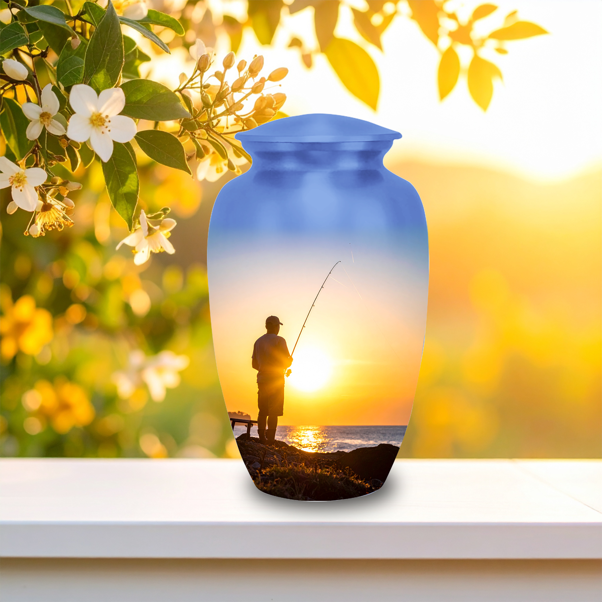 Fishing Urns for Ashes Fisherman Cremation Urns for Memorial Ashes Large Urn