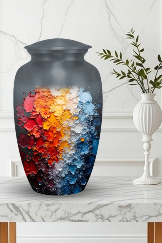 Abstract Design Cremation Urn for Human Ashes – Modern Memorial Urn with Velvet Bag