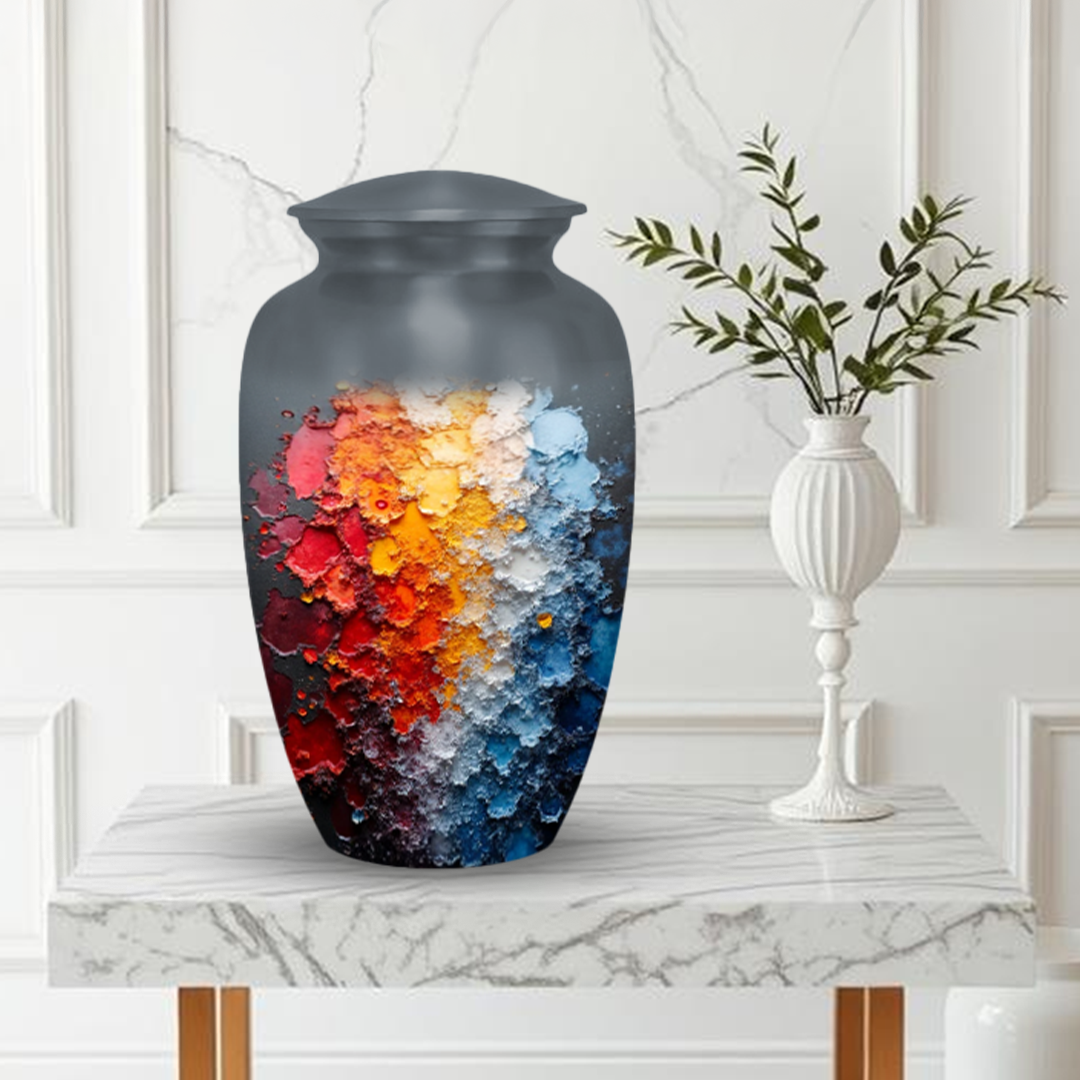 Abstract Design Cremation Urn for Human Ashes – Modern Memorial Urn with Velvet Bag