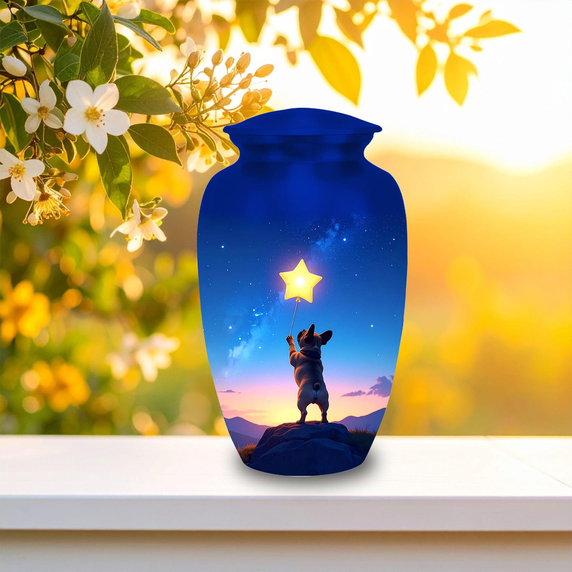 Handmade aluminum dog urn