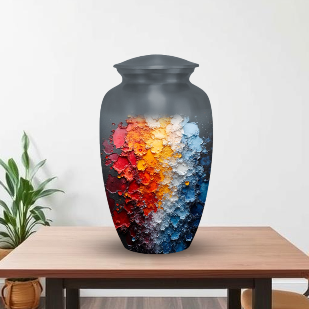 Abstract Design Cremation Urn for Human Ashes – Modern Memorial Urn with Velvet Bag
