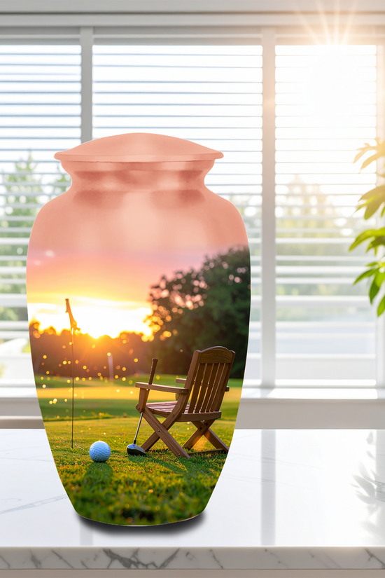 Golf Course Sunset Cremation Urn for Human Ashes - Adult & Keepsake Memorial Urns