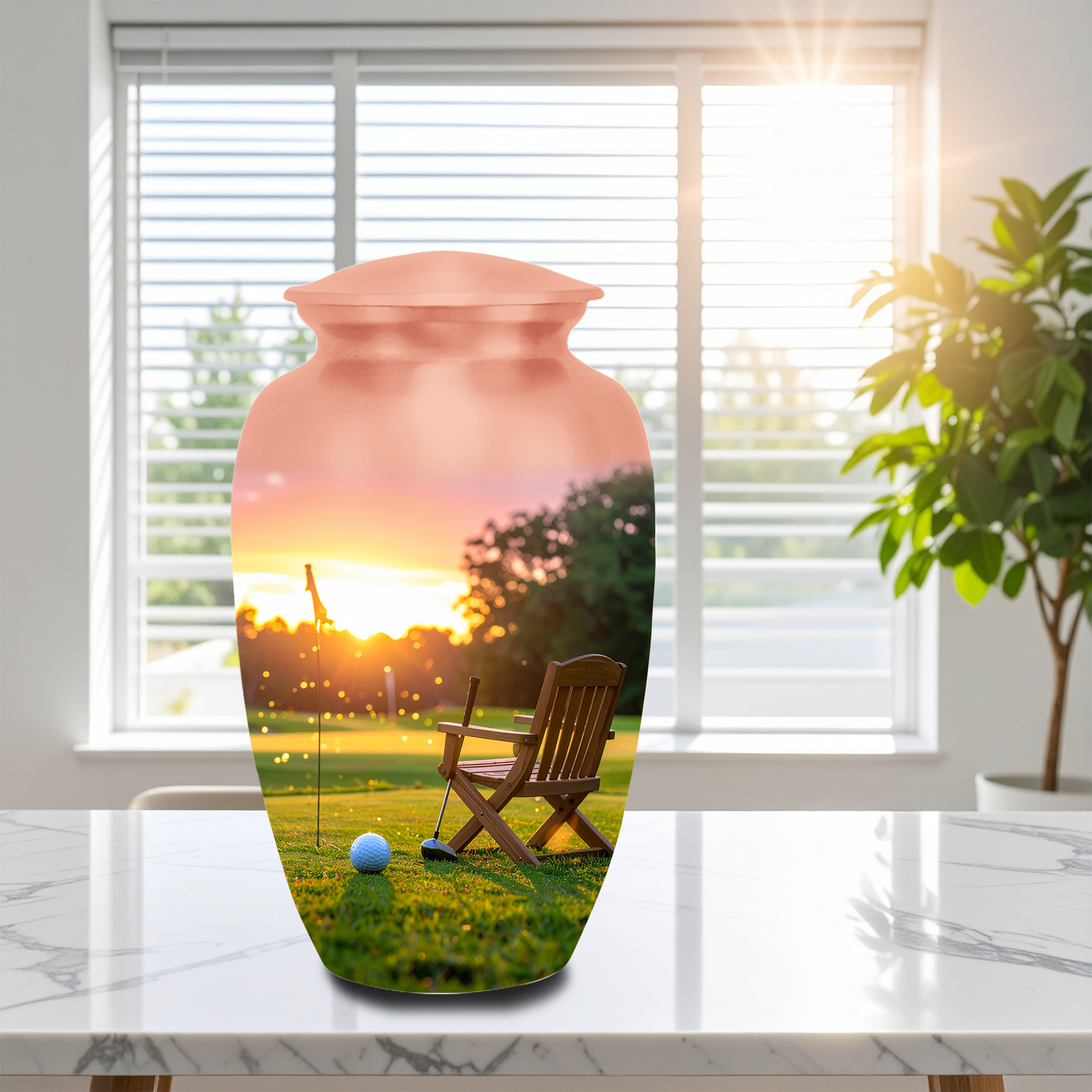 Golf Course Sunset Cremation Urn for Human Ashes - Adult & Keepsake Memorial Urns