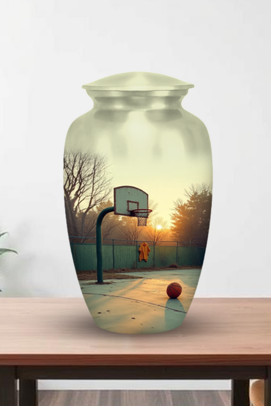 Basketball Cremation Urn for Human Ashes – Sports Memorial Urn with Velvet Bag