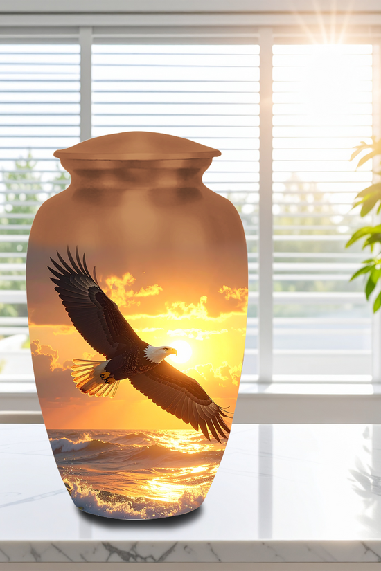 Bald eagle cremation urns for ashes majestic eagle memorial urns adults aluminum quality sunset design