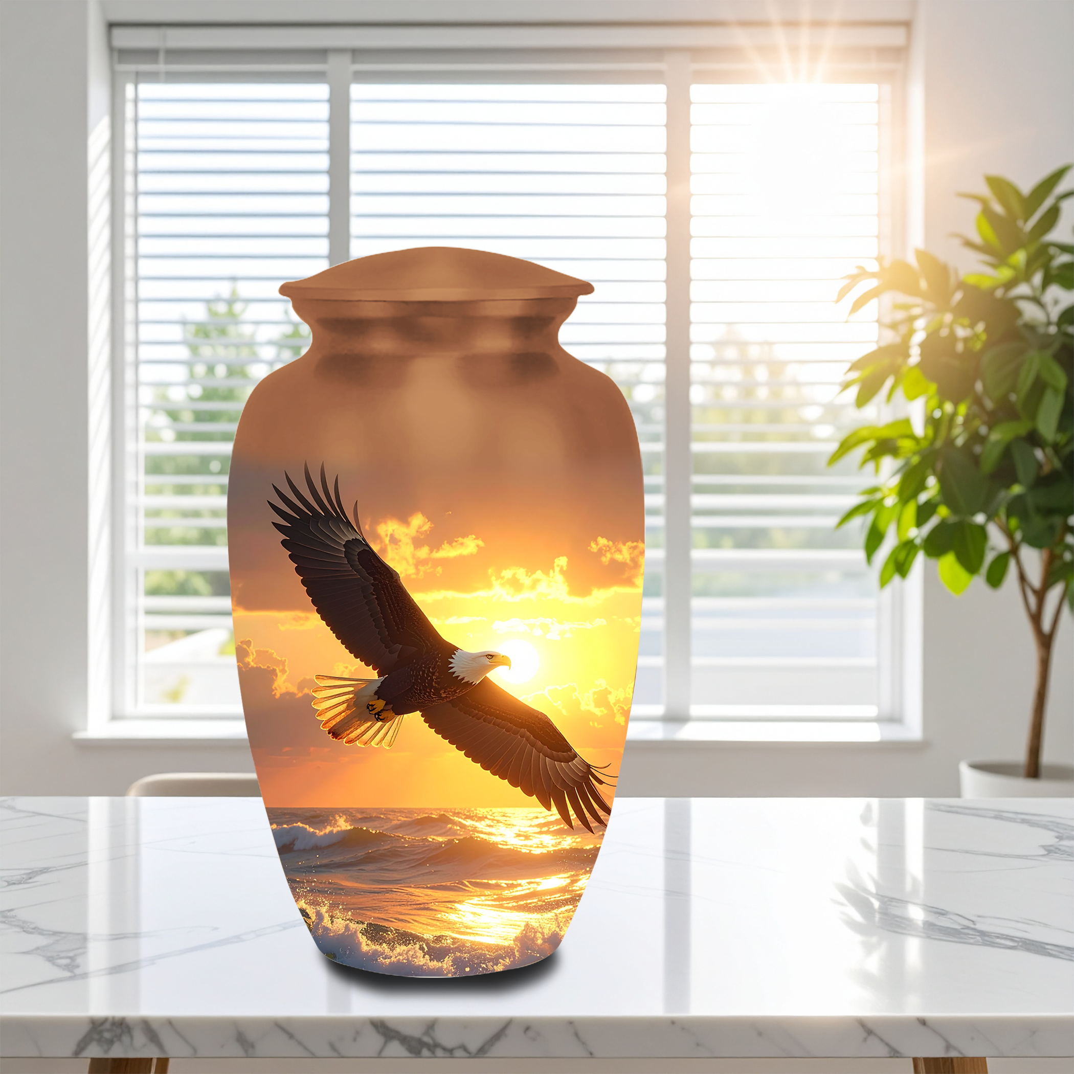 Bald eagle cremation urns for ashes majestic eagle memorial urns adults aluminum quality sunset design