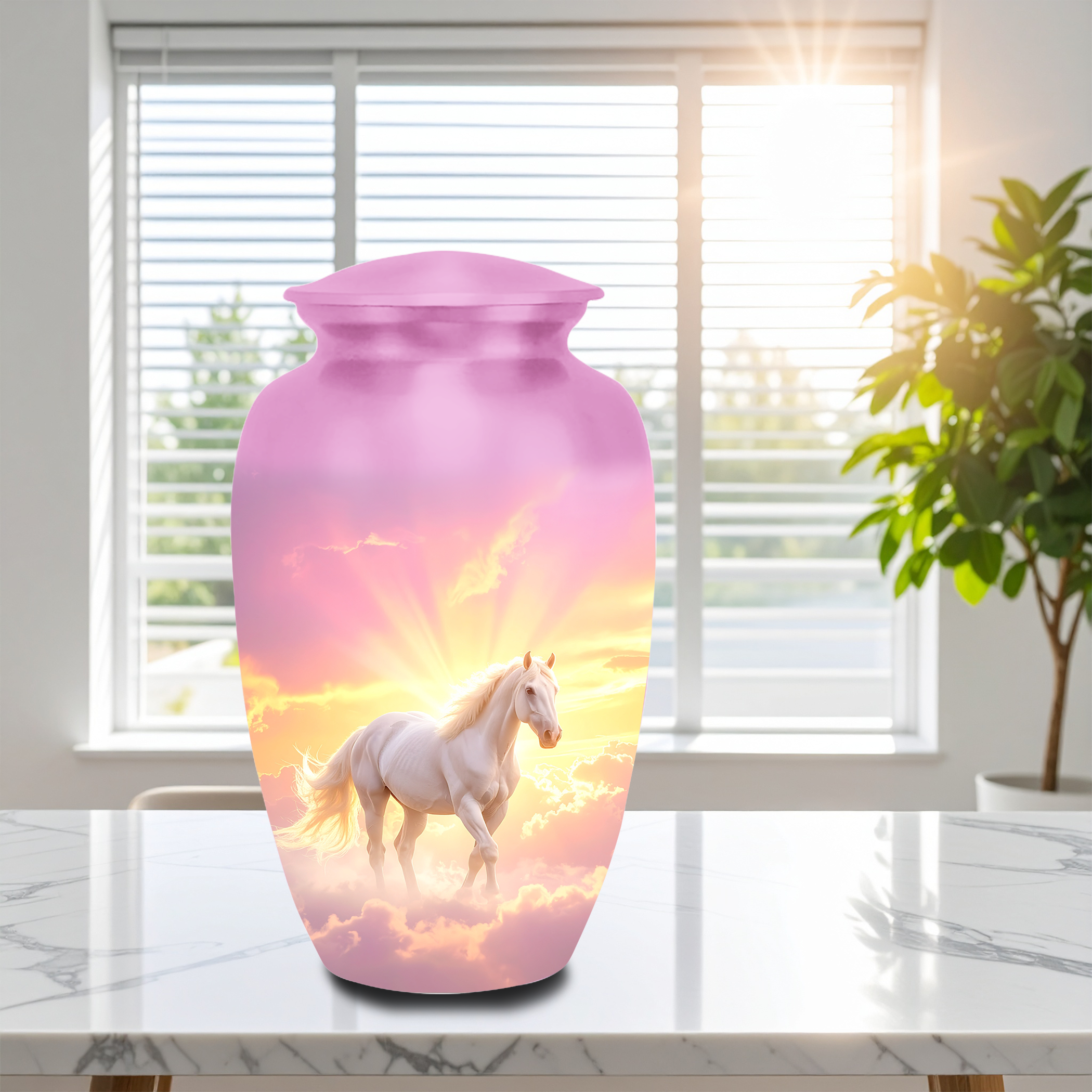 Unicorn Cremation Urn for Human Ashes Adult – Handmade Aluminum Funeral Urn, Large 10 Inch 200 Cubic Inches Rainbow Memorial Burial Urn for Ashes