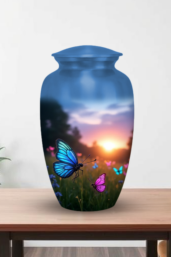 Blue Butterfly Cremation Urn for Human Ashes – Memorial Urns for Women, Mom,