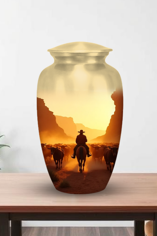Cowboy Cremation Urn for Human Ashes – Western Memorial Urns for Men, Dad, or Loved Ones