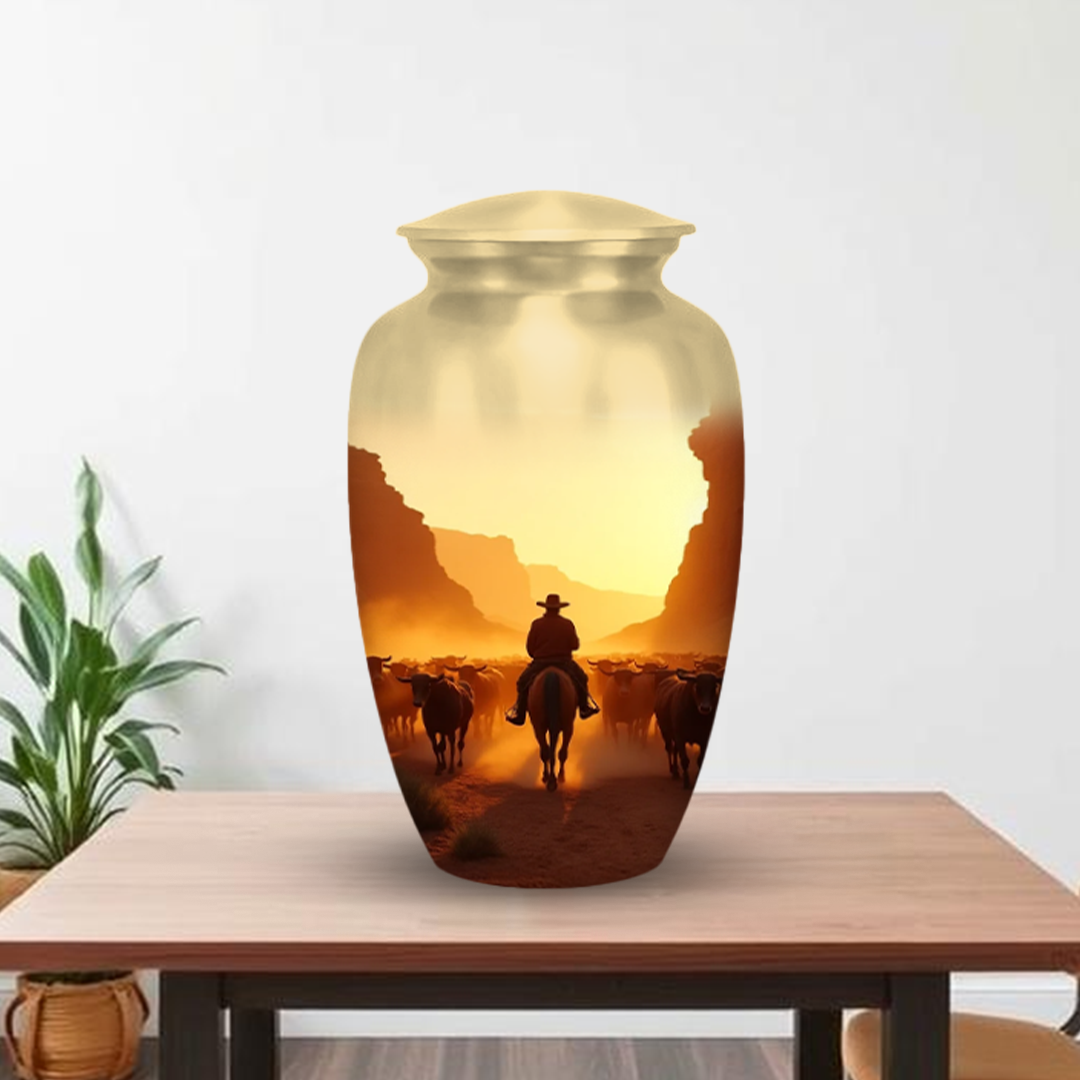 Cowboy Cremation Urn for Human Ashes – Western Memorial Urns for Men, Dad, or Loved Ones
