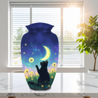 Handmade aluminum black cat moon urn for pet ashes