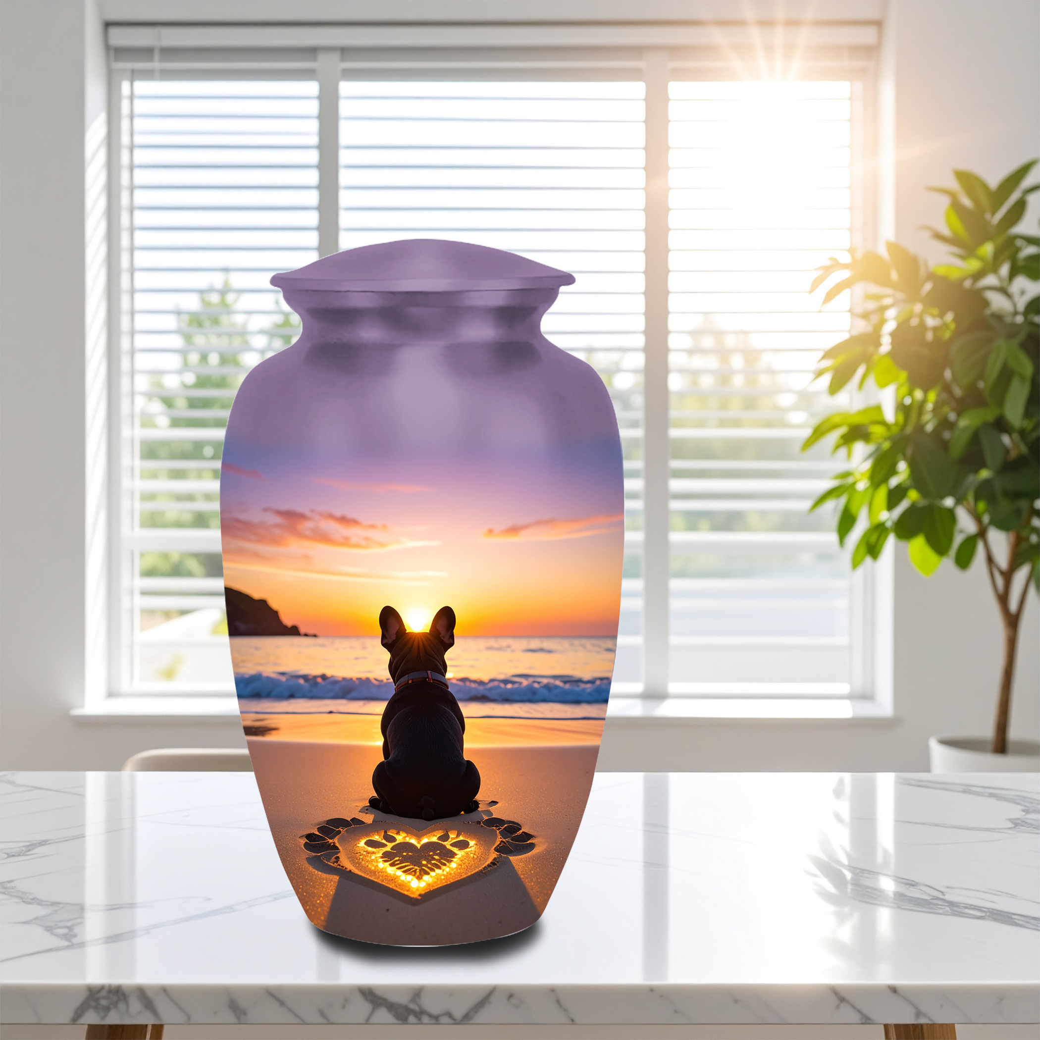 Handmade aluminum dog ashes urn