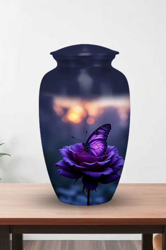 Purple Butterfly Cremation Urn for Human Ashes - Urns for Women, Mom, or Loved Ones