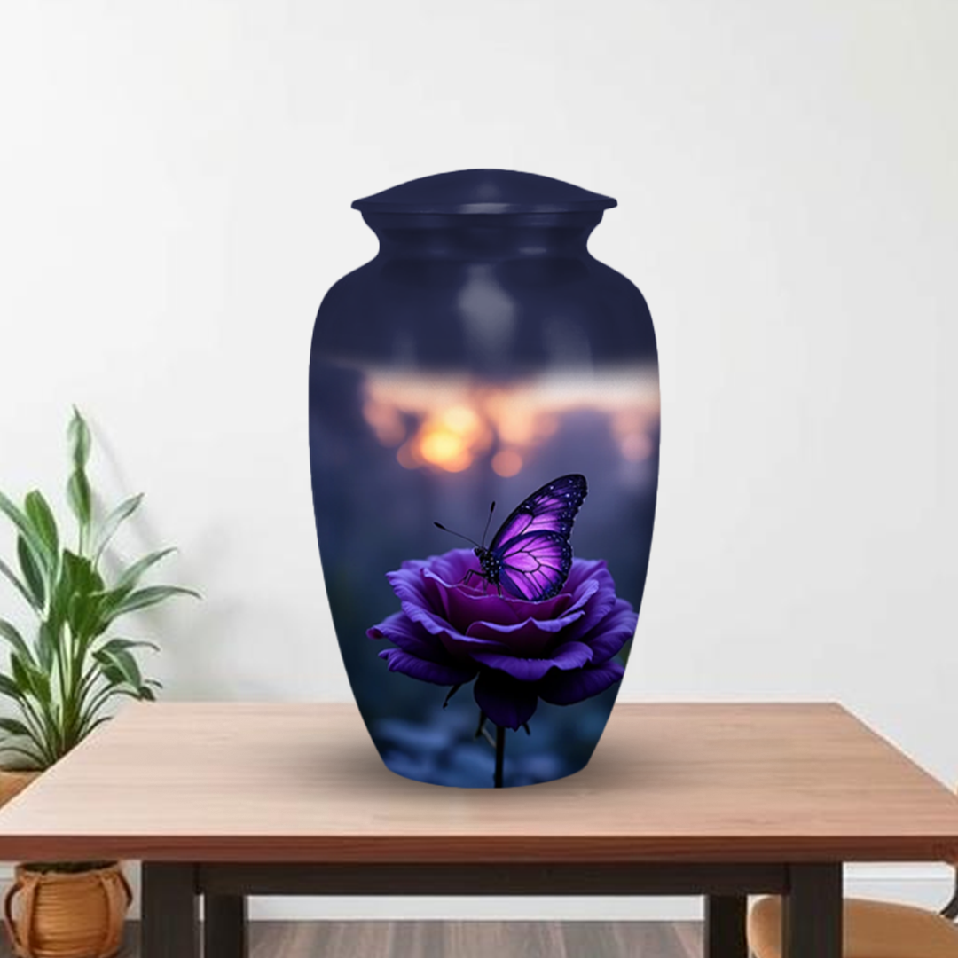 Purple Butterfly Cremation Urn for Human Ashes - Urns for Women, Mom, or Loved Ones