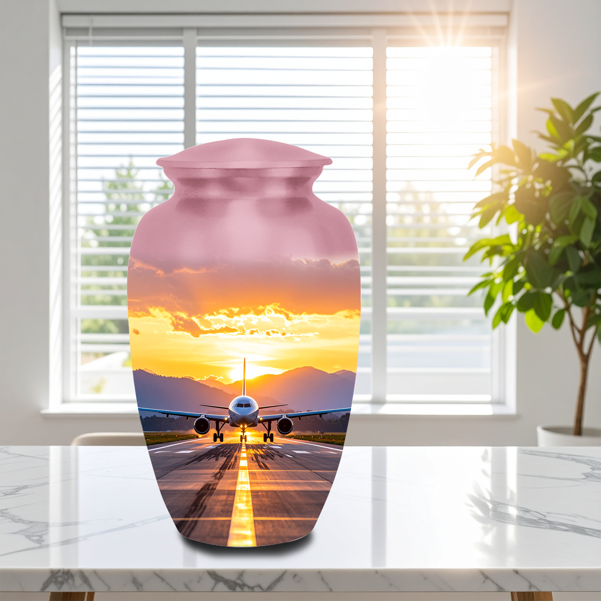 Aeroplane Cremation Urn for Human Ashes Adult – Handmade Aluminum Aviation Funeral Urn, Large 10 Inch 200 Cubic Inches Pilot Memorial Burial Urn