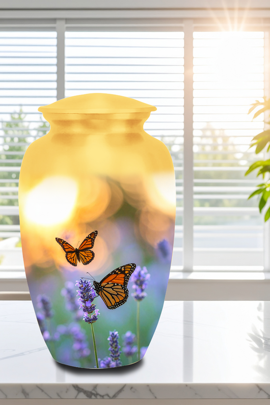 Urns for ashes butterfly design cremation urns for adults aluminum memorial set 200 cubic inch large keepsake
