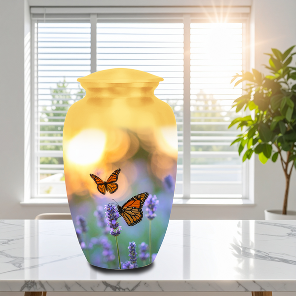 Butterfly cremation urn for human ashes with keepsake set