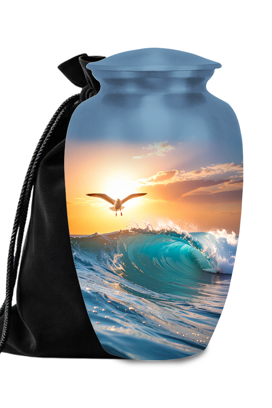 Sunset Ocean Cremation Urns for Human Ashes | Adult & Keepsake Urns | Premium Aluminum Memorial Urns | Beautiful Funeral Keepsake