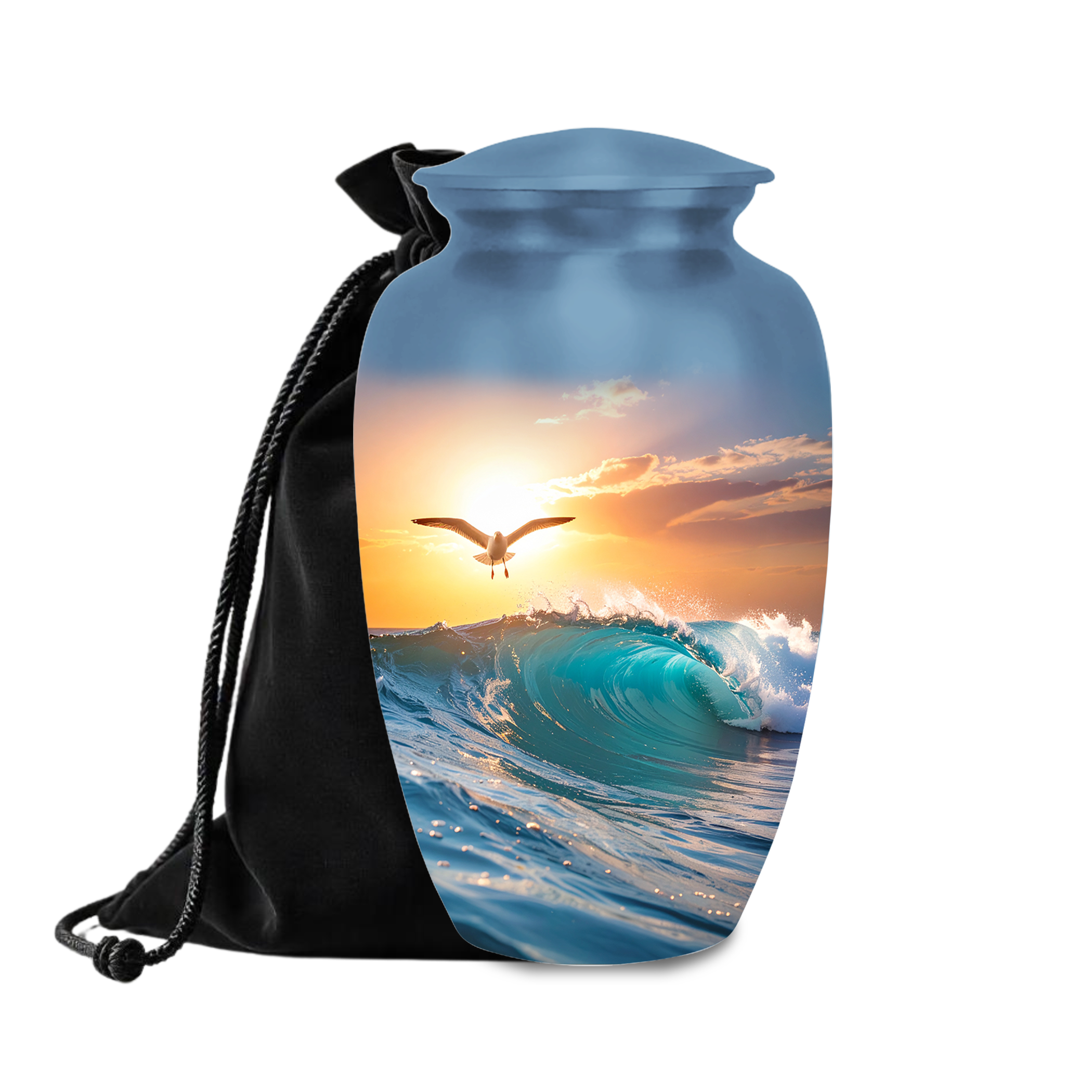 Sunset Ocean Cremation Urns for Human Ashes | Adult & Keepsake Urns | Premium Aluminum Memorial Urns | Beautiful Funeral Keepsake