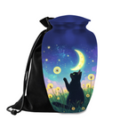 Black cat crescent moon cremation urn – additional view