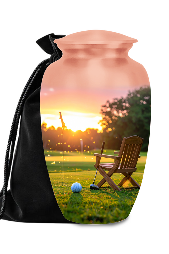 Golf Course Sunset Cremation Urn for Human Ashes - Adult & Keepsake Memorial Urns