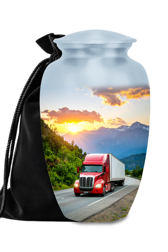 Durable aluminum truck urn with secure screw-top lid