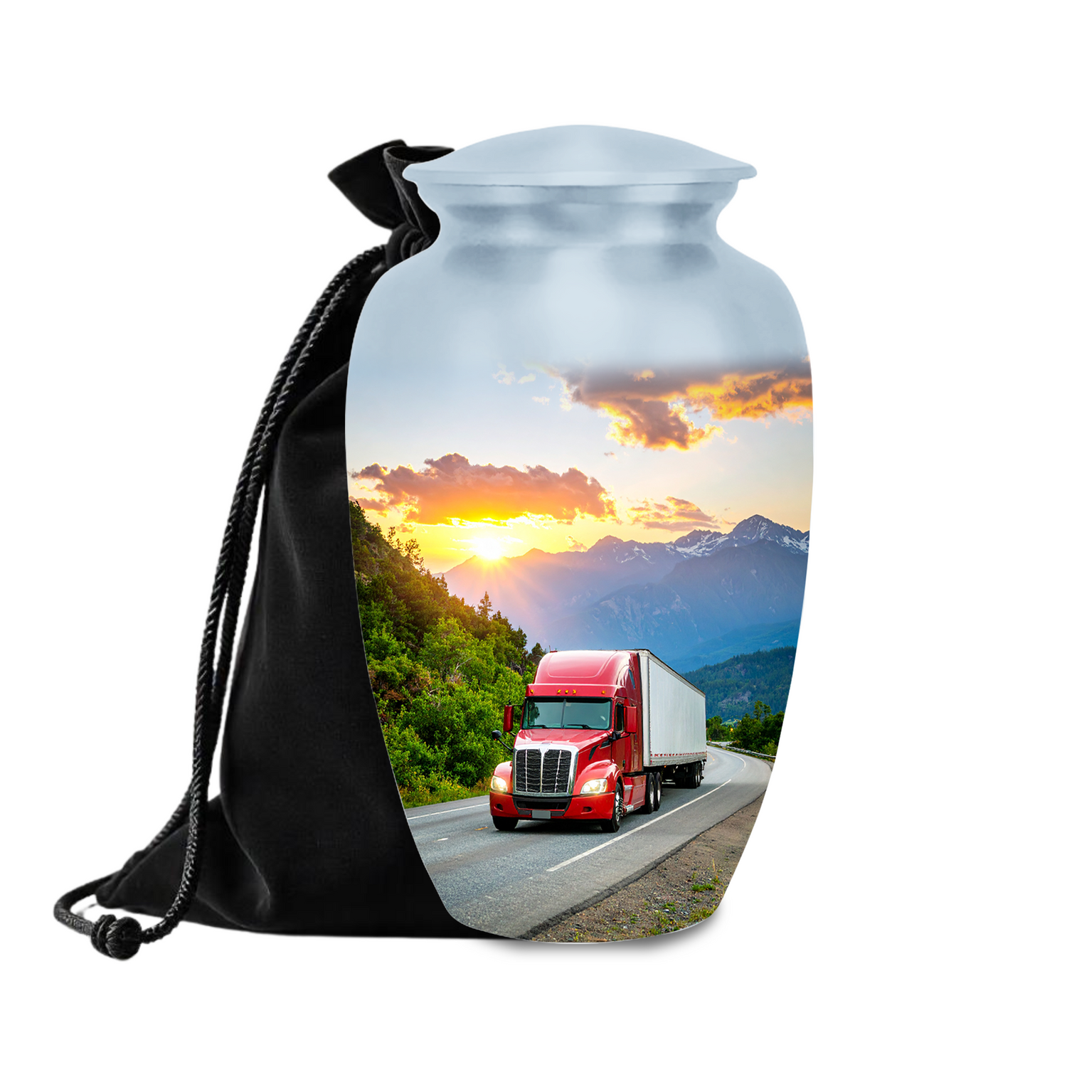 Durable aluminum truck urn with secure screw-top lid