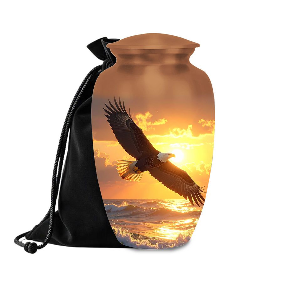 Adult eagle urns 360 view cremation urns for sale memorial urns all angles aluminum nature memorial