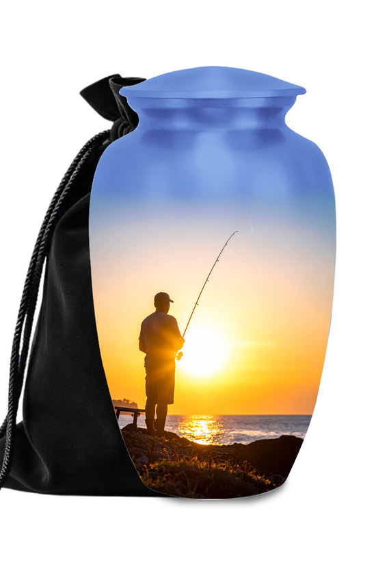Fishing urns for ashes fisherman cremation urns for human ashes bass fishing memorial urns aluminum fishing themed
