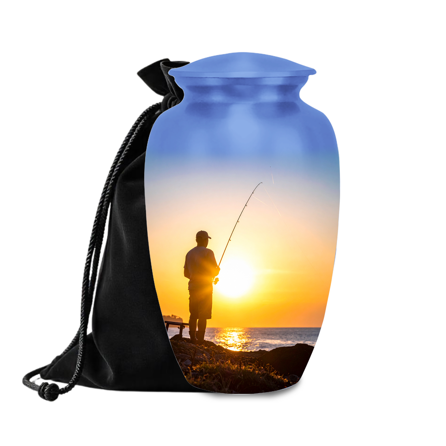 Fishing urns for ashes fisherman cremation urns for human ashes bass fishing memorial urns aluminum fishing themed
