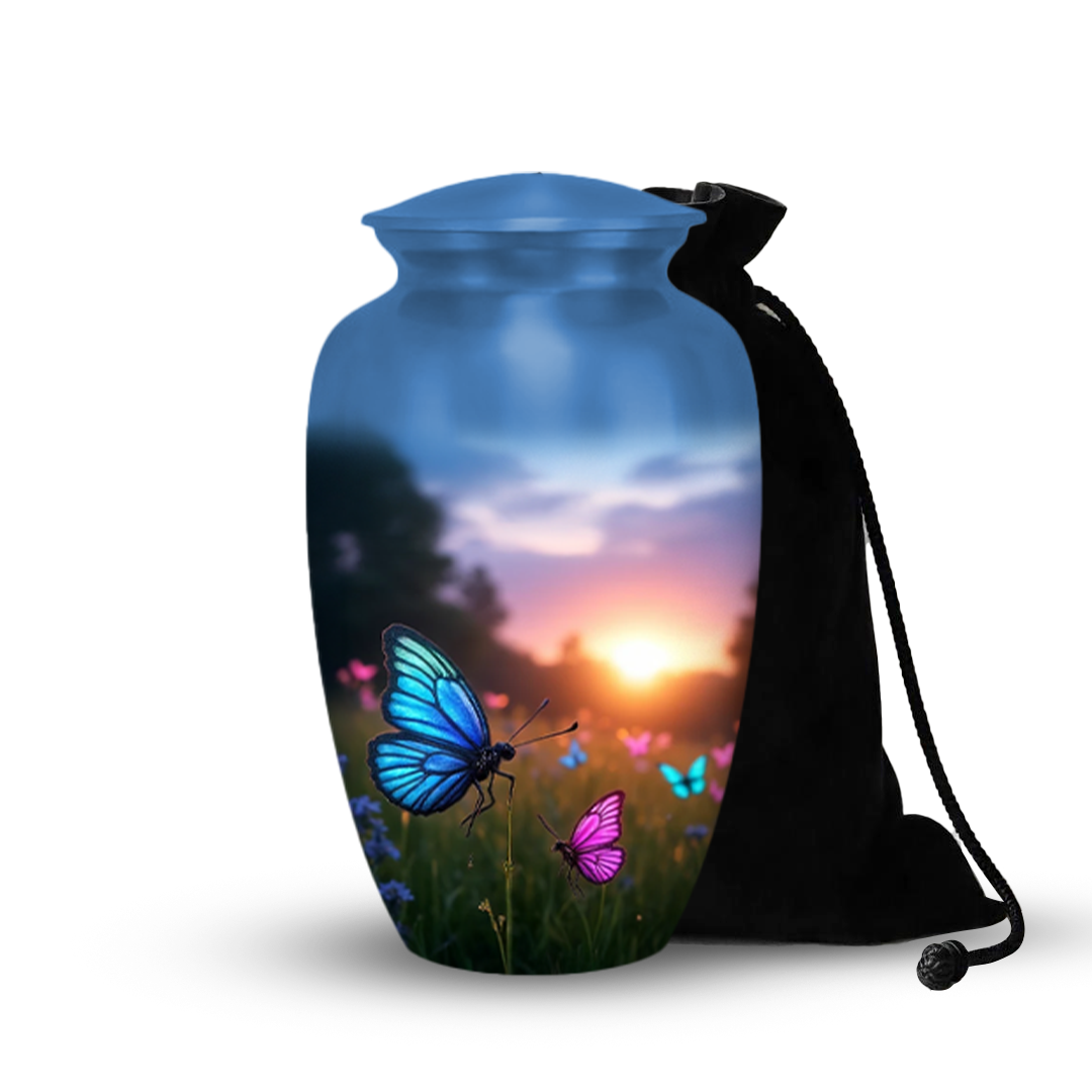 Blue Butterfly Urns