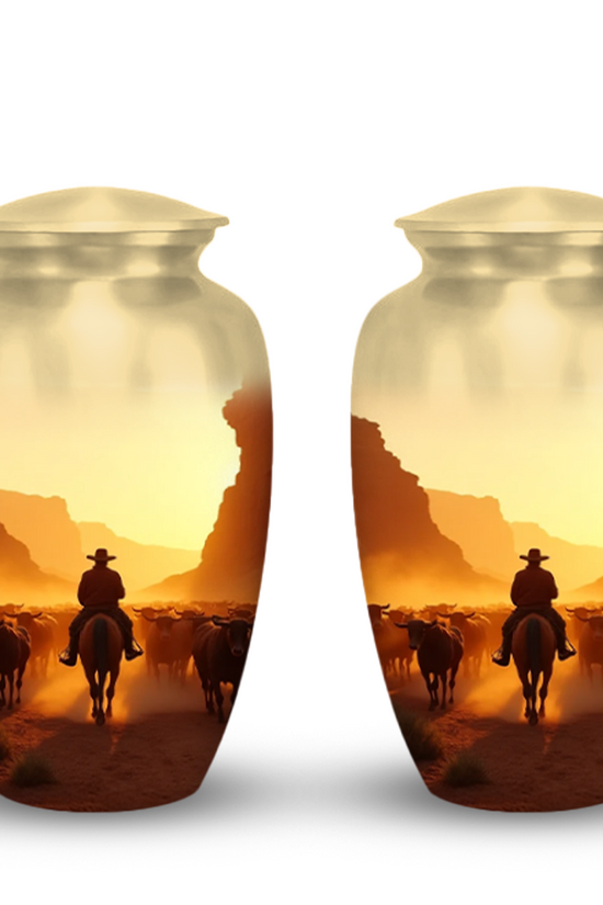 Cowboy Cremation Urn for Human Ashes – Western Memorial Urns for Men, Dad, or Loved Ones