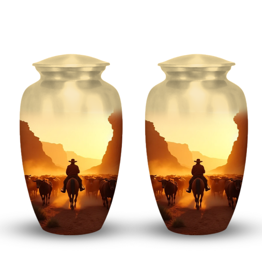 Cowboy Cremation Urn for Human Ashes – Western Memorial Urns for Men, Dad, or Loved Ones